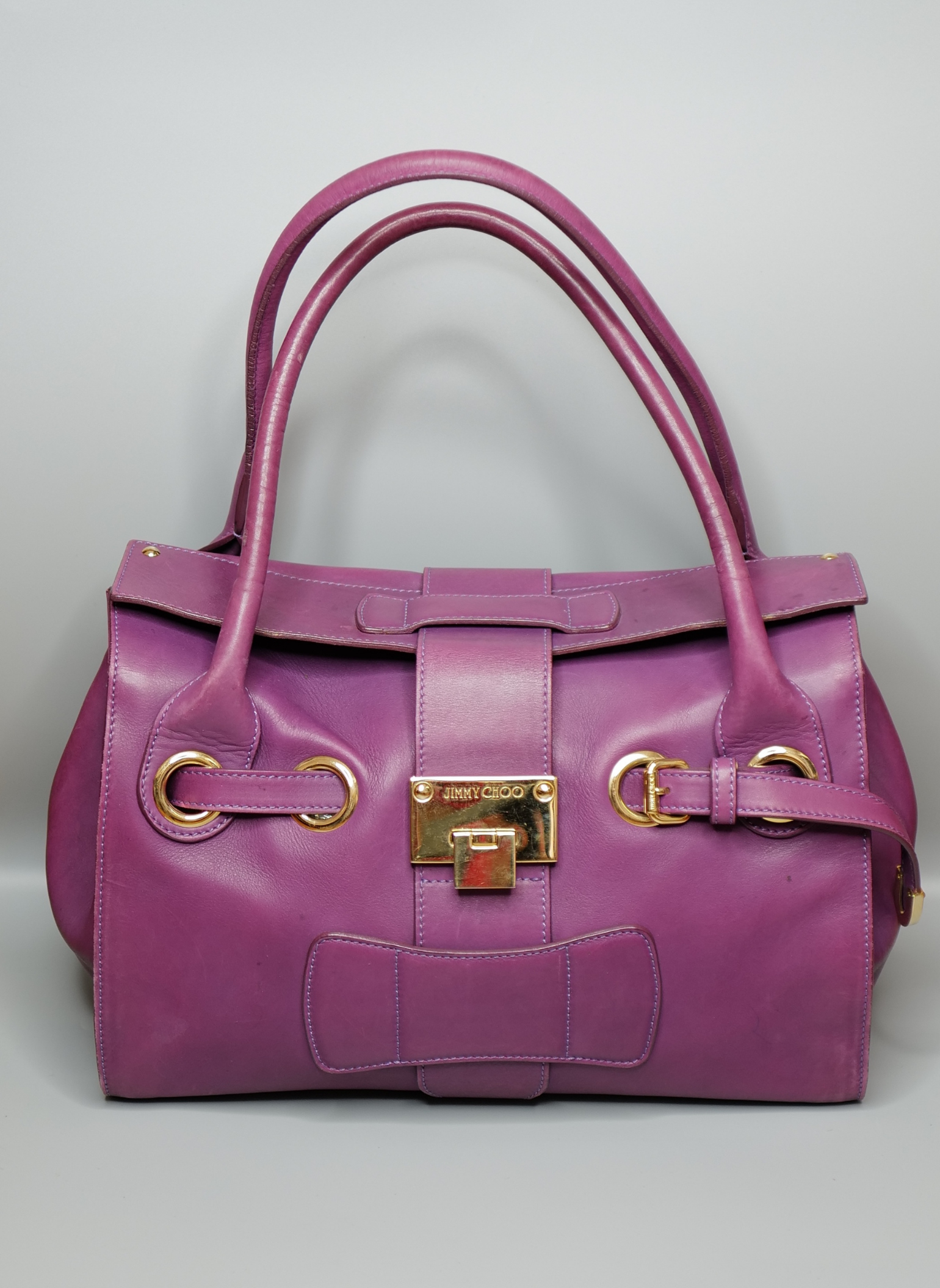 Bolso de Hombro Morado de Cuero