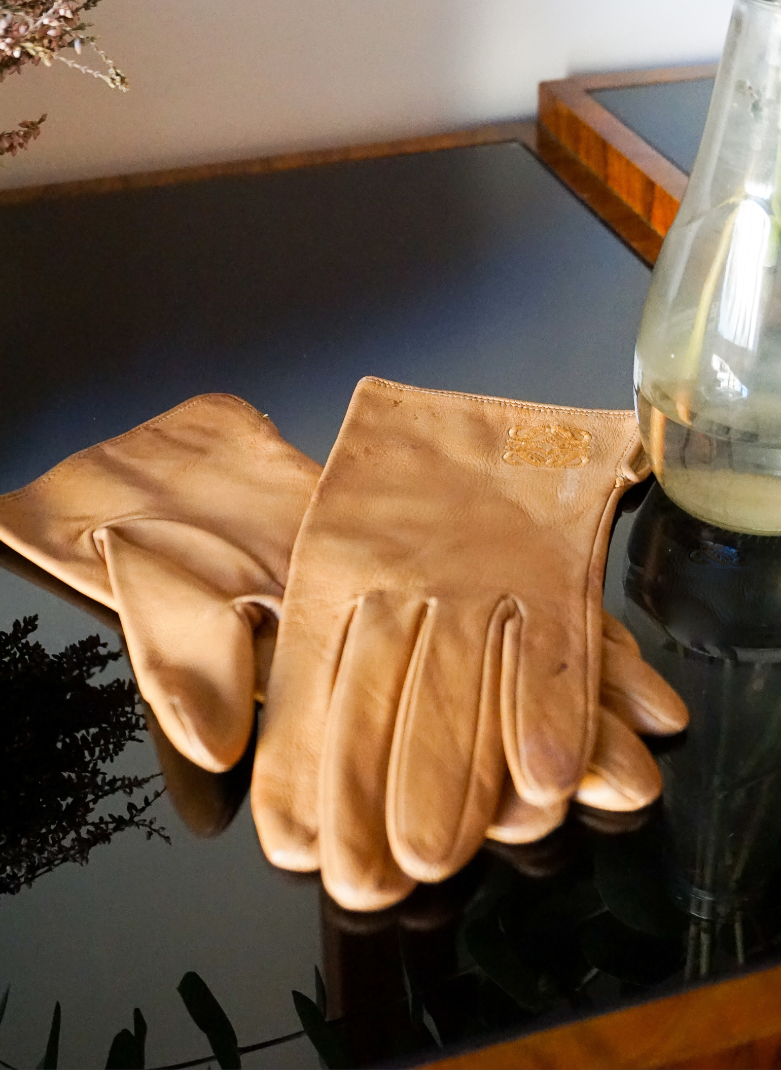 Guantes de Cuero Beige